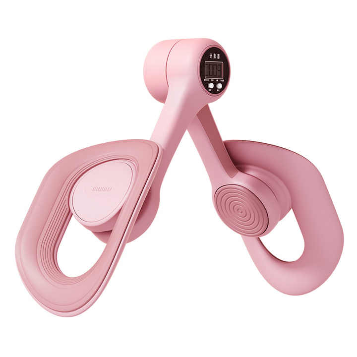 Pink smart pelvic floor muscle trainer with digital counter and ergonomic resistance spring design