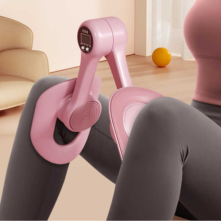 Pink smart pelvic floor muscle trainer with digital counter and ergonomic resistance spring design — view 3