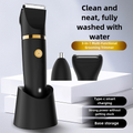 Men's 3-in-1 electric hair trimmer set in black and gold with interchangeable shaving attachments.