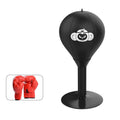 Monkey pattern desktop punching speed ball with stable base, pump, and kids boxing gloves.