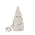 White quilted sling bag crossbody backpack in premium PU leather with adjustable strap