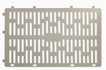 Grey plastic tree guard protector roll with perforated ventilation slots for garden plant protection.
