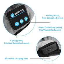Grey wireless Bluetooth sleep mask with plush fabric cover and built in audio speakers — view 5