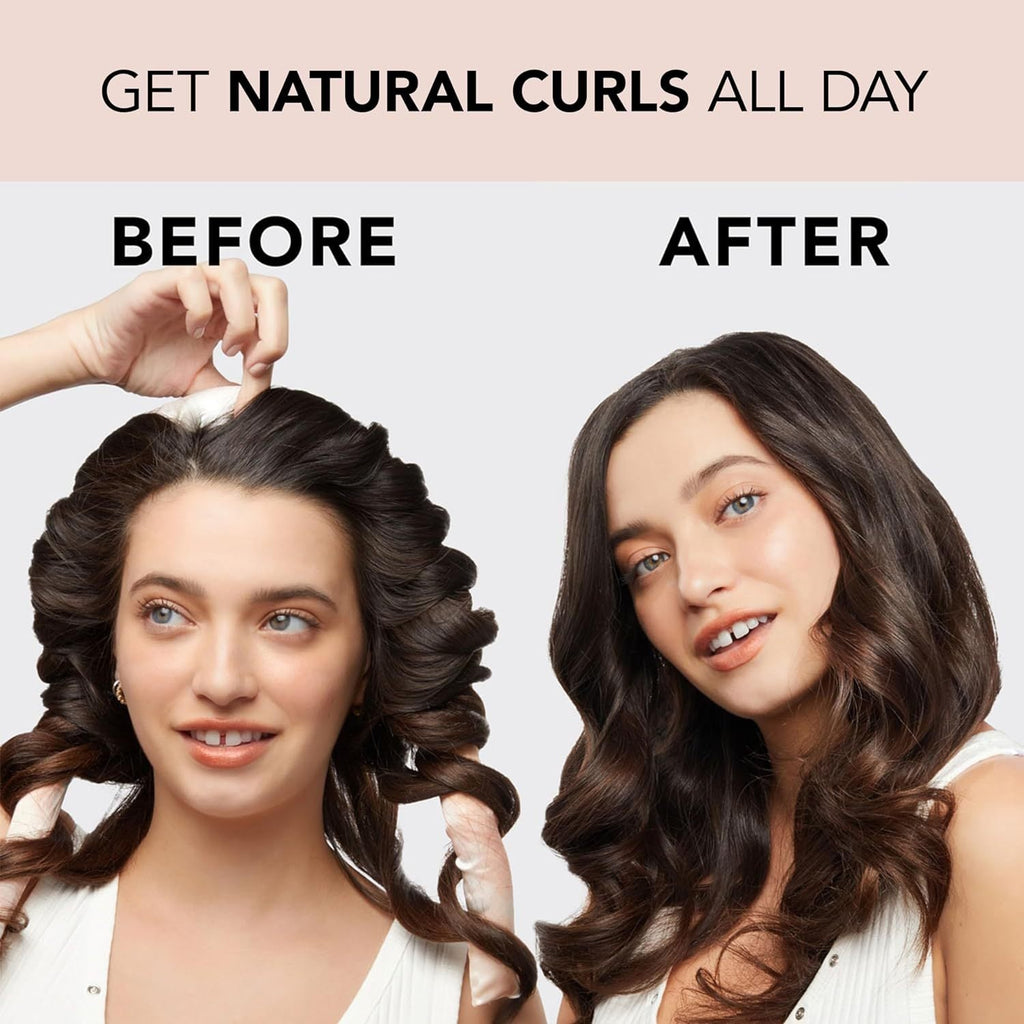 Satin heatless hair curling rod set in black tie-dye with two matching scrunchies — view 2