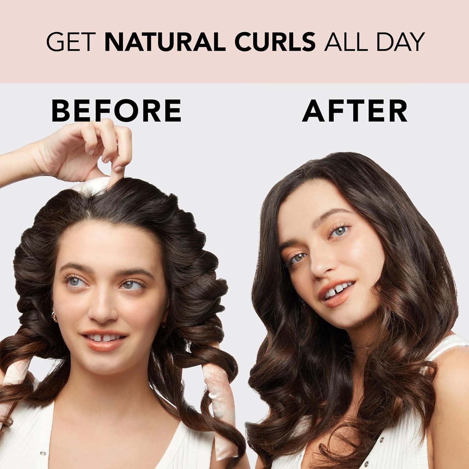 Satin heatless hair curling rod set in black tie-dye with two matching scrunchies — view 2