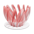 Pink V60 pour over coffee dripper with flower petal design and white base