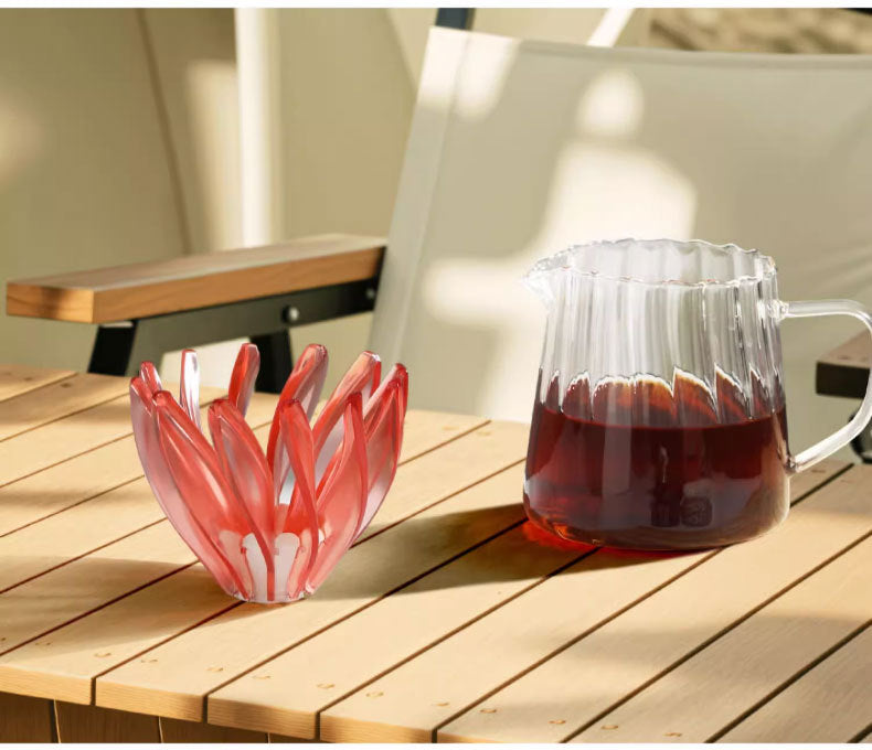 Blue floral V60 pour over coffee dripper with black base for home barista brewing. — view 3