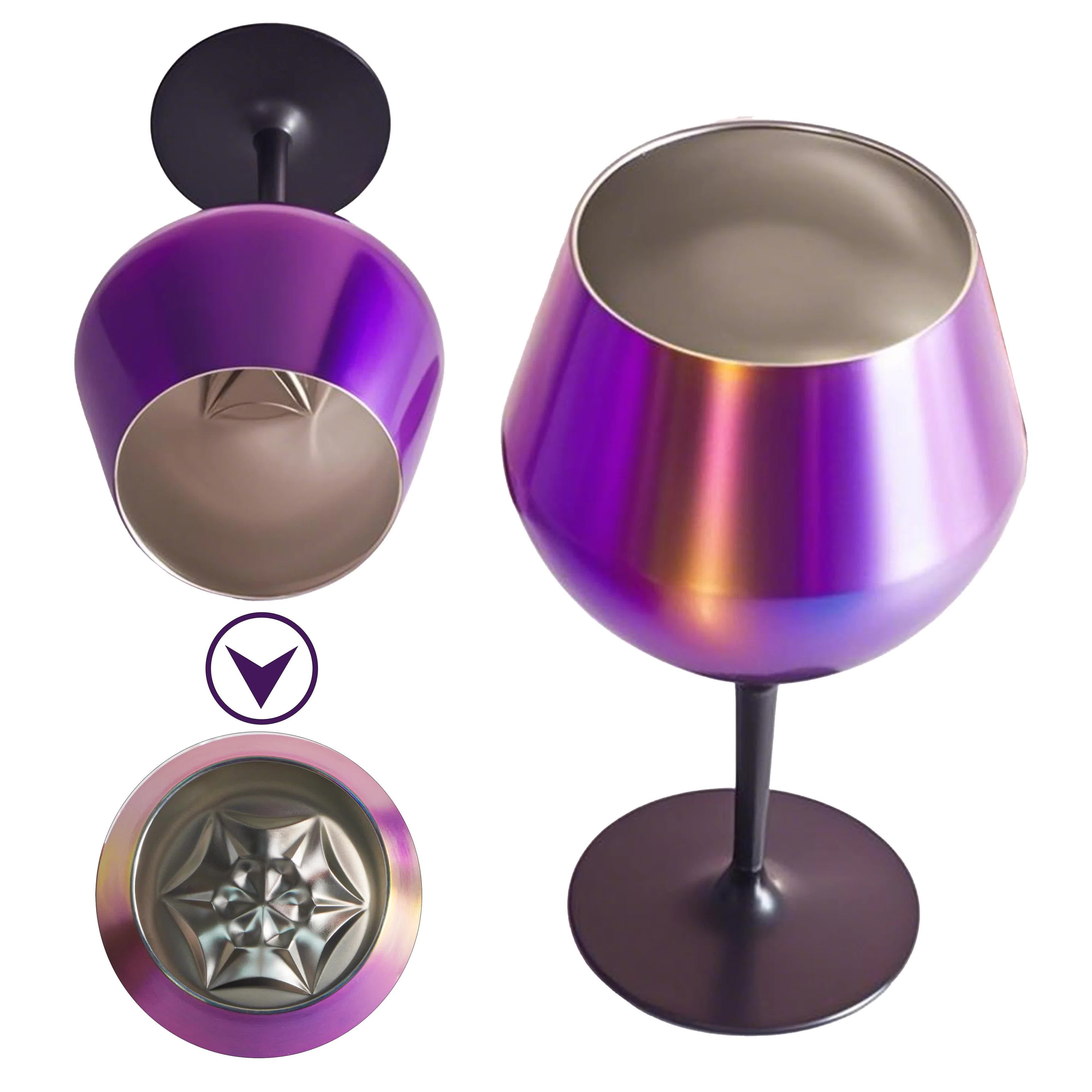 White portable stainless steel wine glass goblet showing detachable stem and base for outdoor travel — view 5