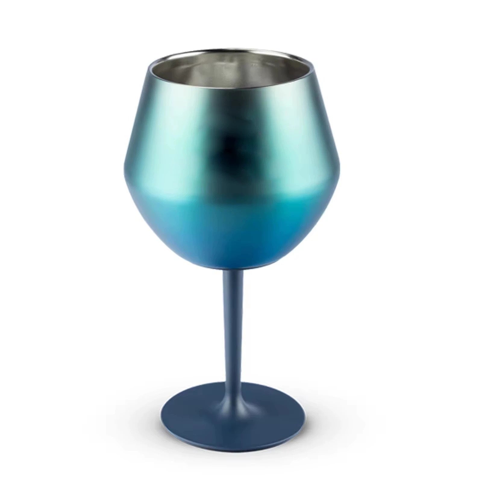 Two blue detachable stainless steel wine glasses with 14oz capacity for outdoor travel and camping