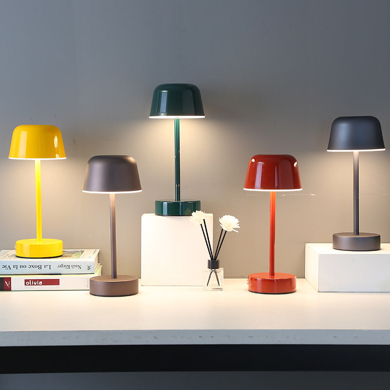 Red minimalist LED table lamp with touch control base, cordless design, and modern aesthetic — view 2