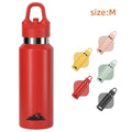 Red 480ml insulated stainless steel water bottle with a secure one click open lid