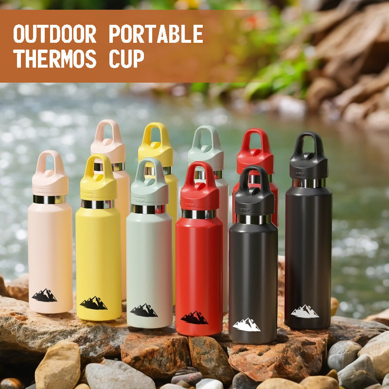 Pink 480ml insulated stainless steel water bottle with a leakproof one-click lid and anti-slip base — view 2