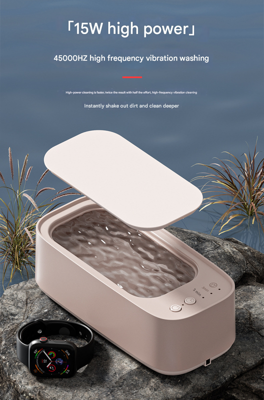 Green portable ultrasonic cleaner machine for jewellery and glasses crafted from durable ABS plastic. — view 3