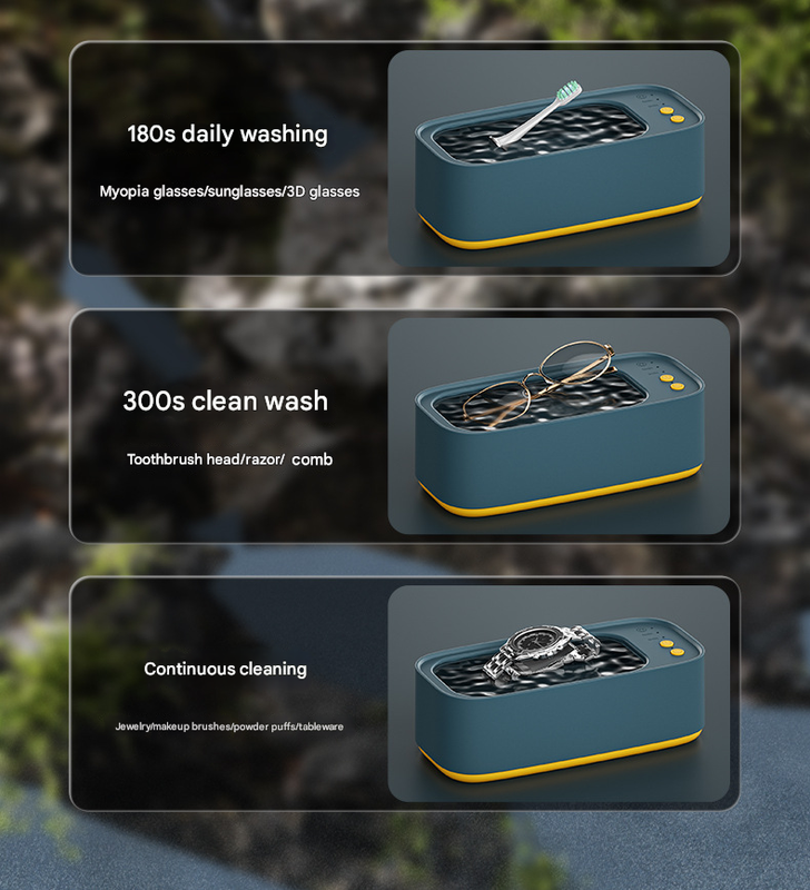 Green portable ultrasonic cleaner machine for jewellery and glasses crafted from durable ABS plastic. — view 4