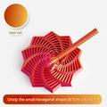 Two piece laser red 3D printed hexagonal folding fidget toy for stress relief and focus