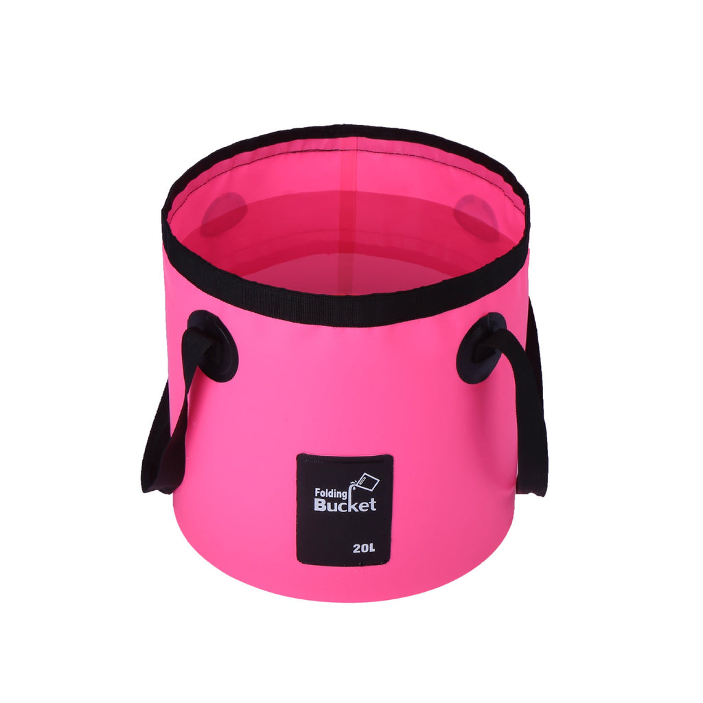 20L rose red outdoor PVC folding water bucket for portable camping and fishing storage