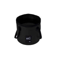 Black 20L collapsible PVC water bucket with sturdy handle for outdoor camping and fishing.