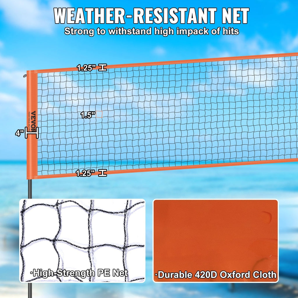 4-Way outdoor volleyball net set with reinforced steel poles and portable carrying bag on grass — view 4