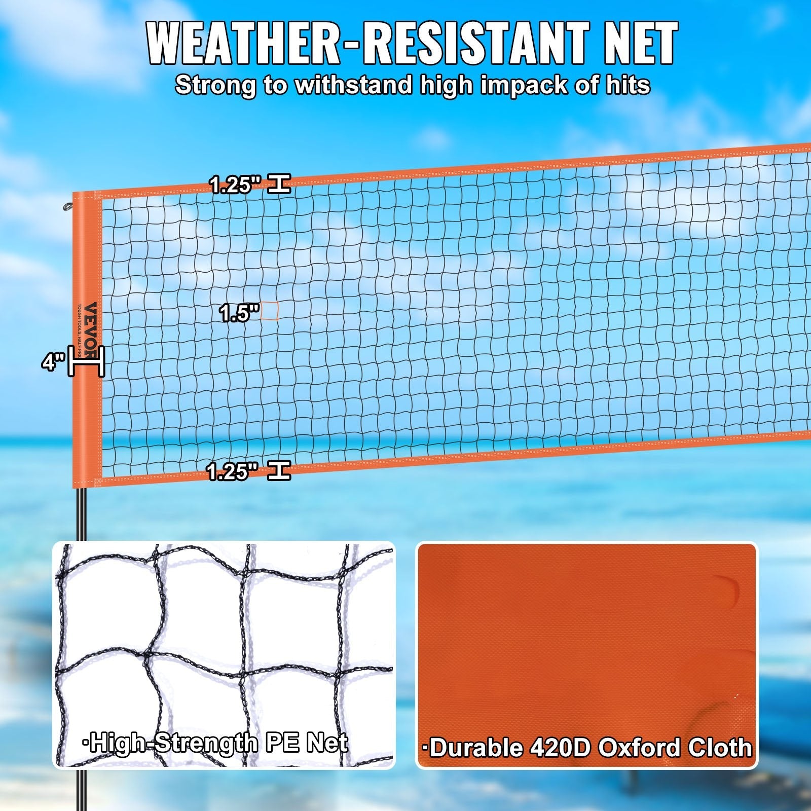 4-Way outdoor volleyball net set with reinforced steel poles and portable carrying bag on grass — view 4