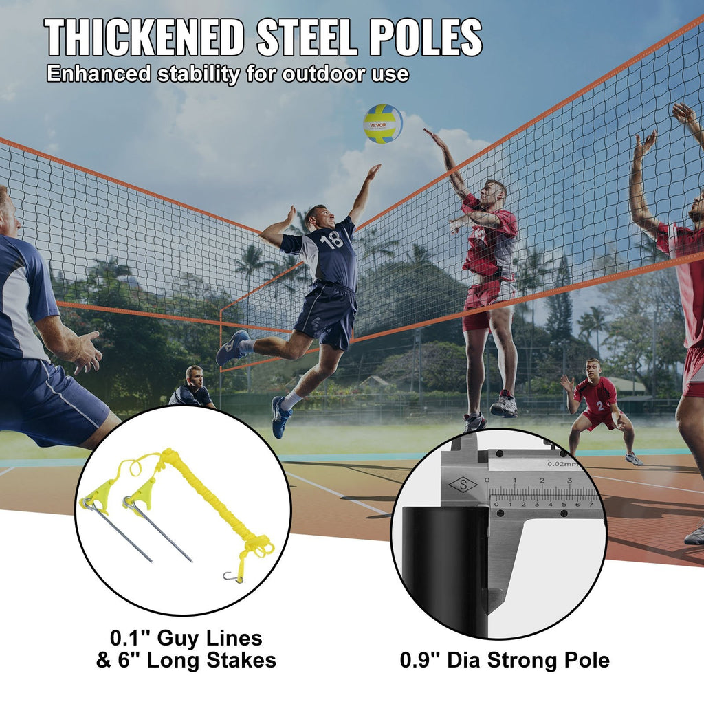4-Way outdoor volleyball net set with reinforced steel poles and portable carrying bag on grass — view 5