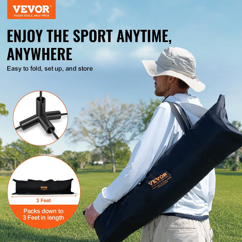 Portable 20ft outdoor badminton net set with four rackets, shuttlecocks, and carry bag — view 2