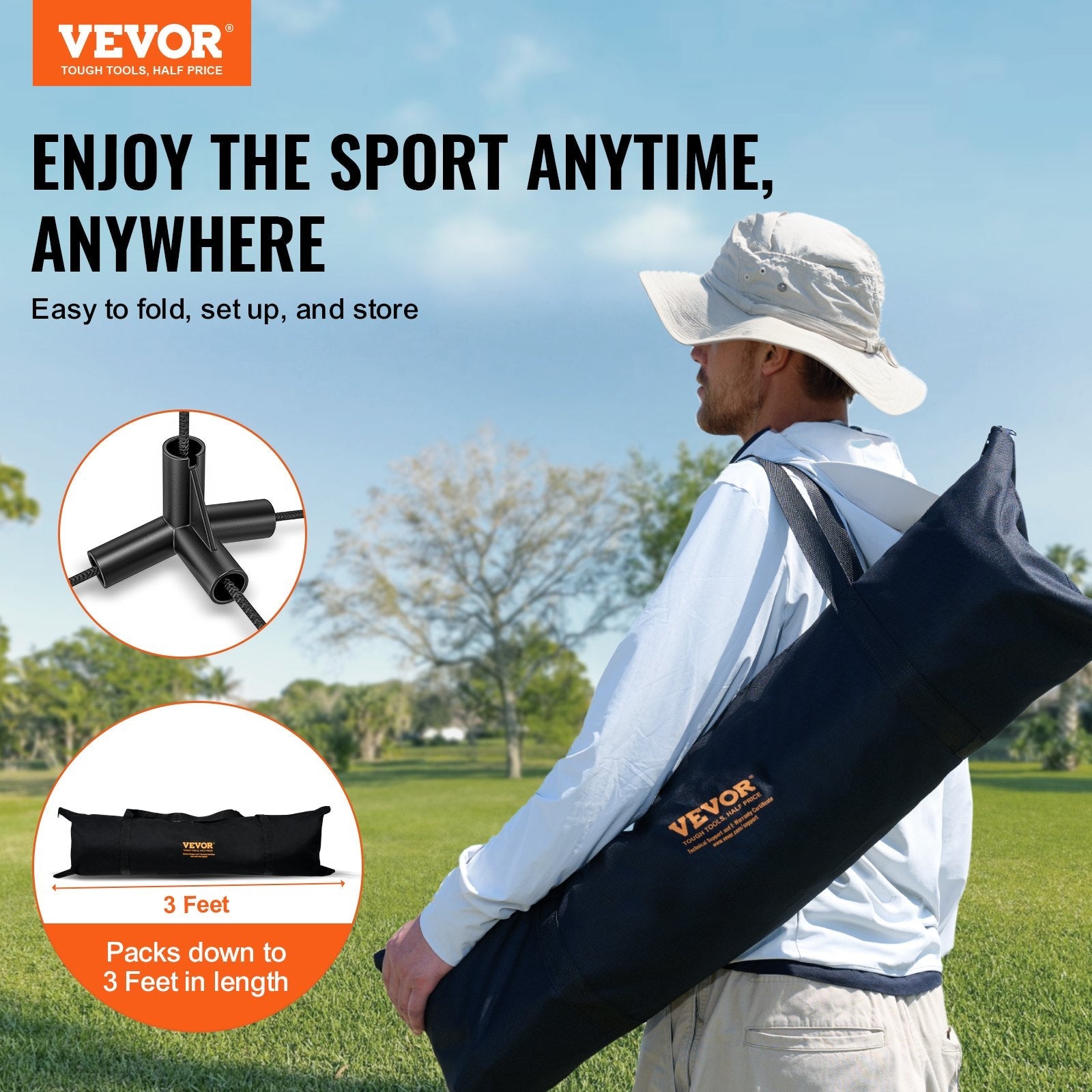 Portable 20ft outdoor badminton net set with four rackets, shuttlecocks, and carry bag — view 2