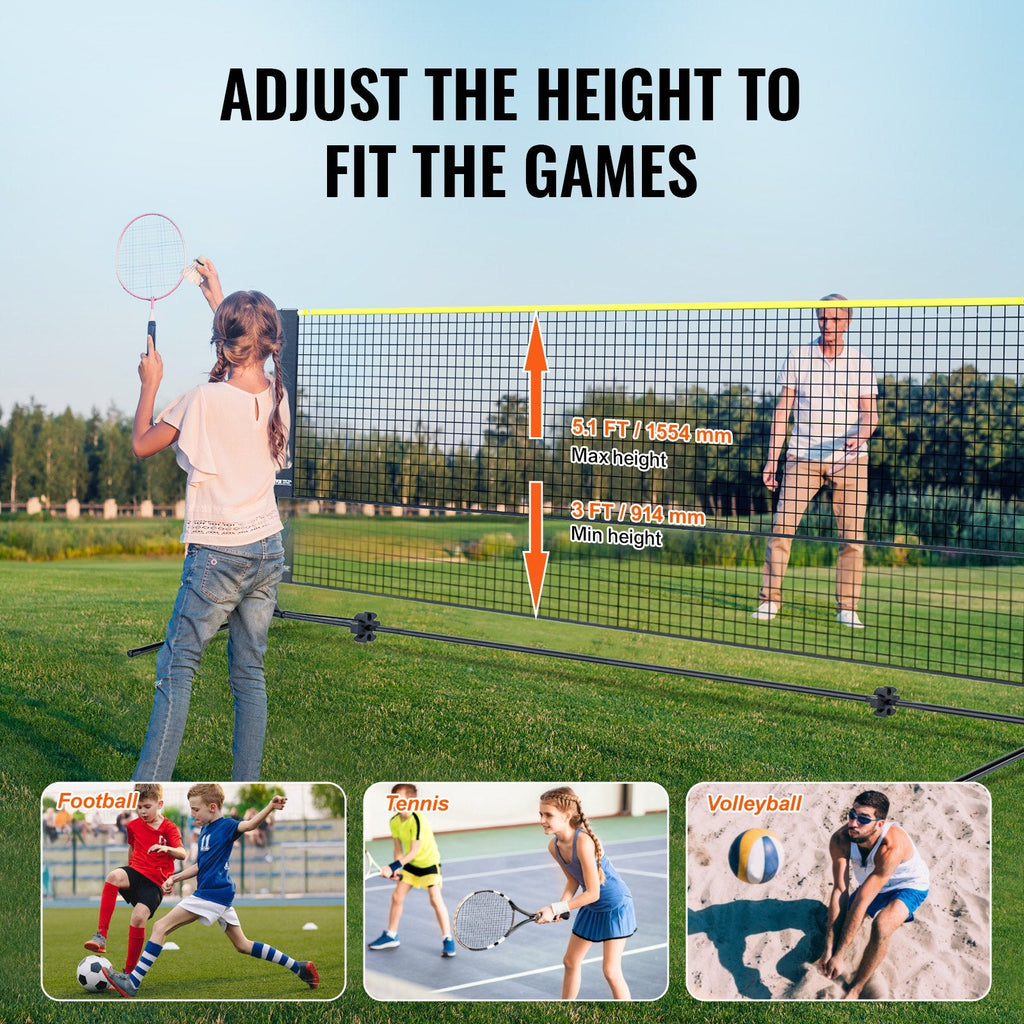 Portable 20ft outdoor badminton net set with four rackets, shuttlecocks, and carry bag — view 5