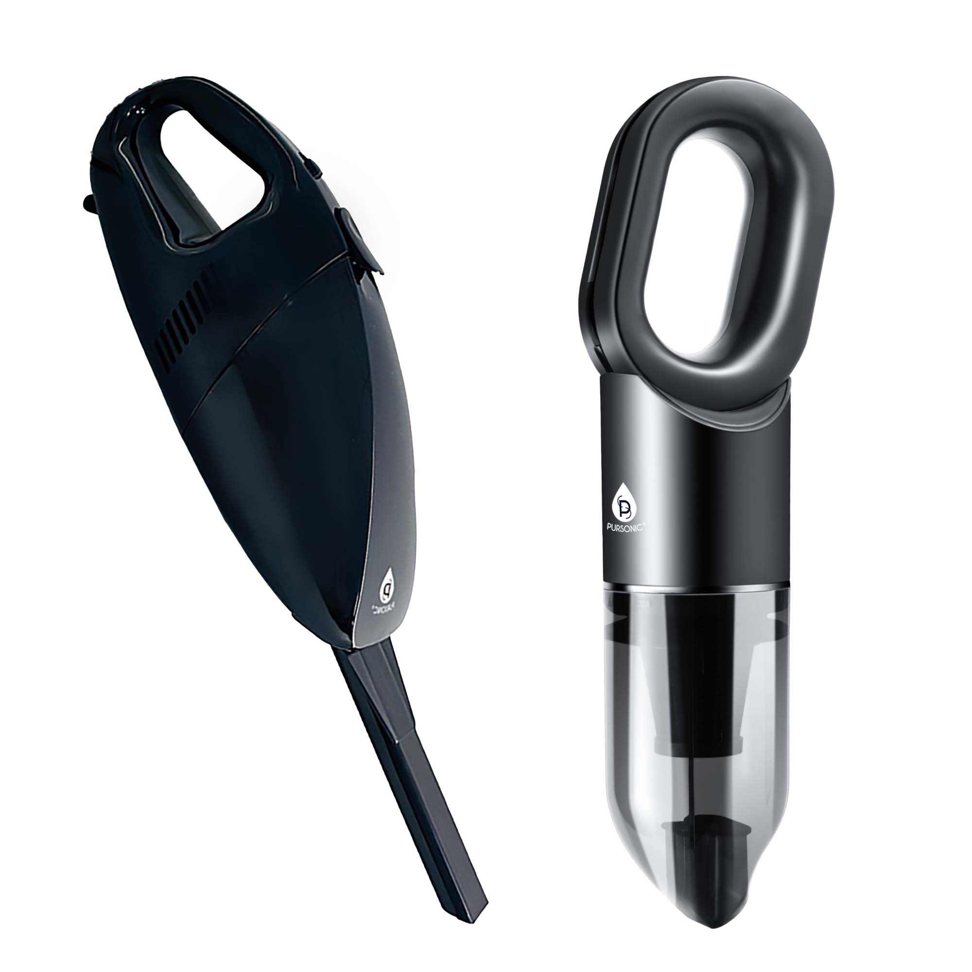 Pursonic dual-purpose car and handheld cordless vacuum cleaner bundle with black nozzle attachments and filters