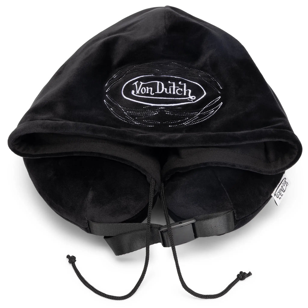 Pinstripe Hooded Memory Foam Travel Neck Pillow-4