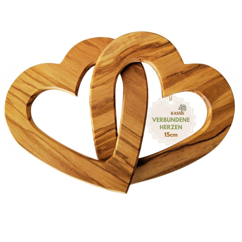 Olivenholz verbundene Herzen | Geschenk Hochzeit, Verlobung, Valentinstag, Jahrestag, Liebe-7