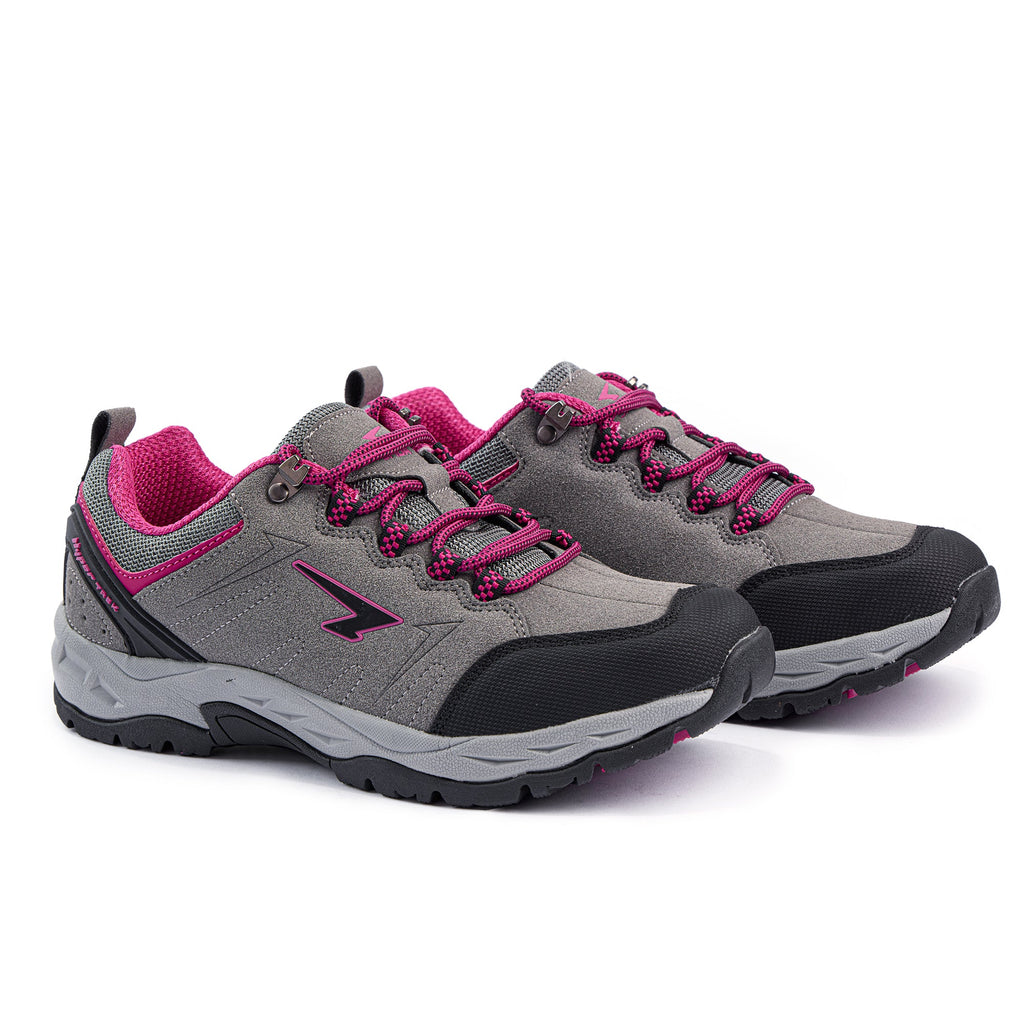 Voyage ladies outdoor walking and hiking shoe in grey and berry with durable synthetic upper. — view 3
