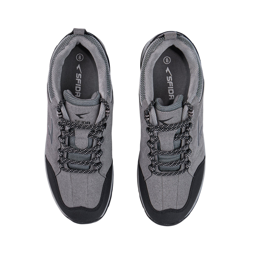 Voyage mens outdoor walker hiking shoe in grey and black with durable tread and protective toe — view 2