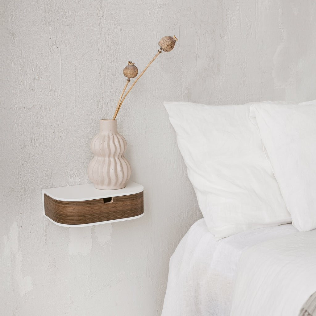 Minimalist Wooden Floating Shelf Drawer, Bedside Table, 4 Colors
