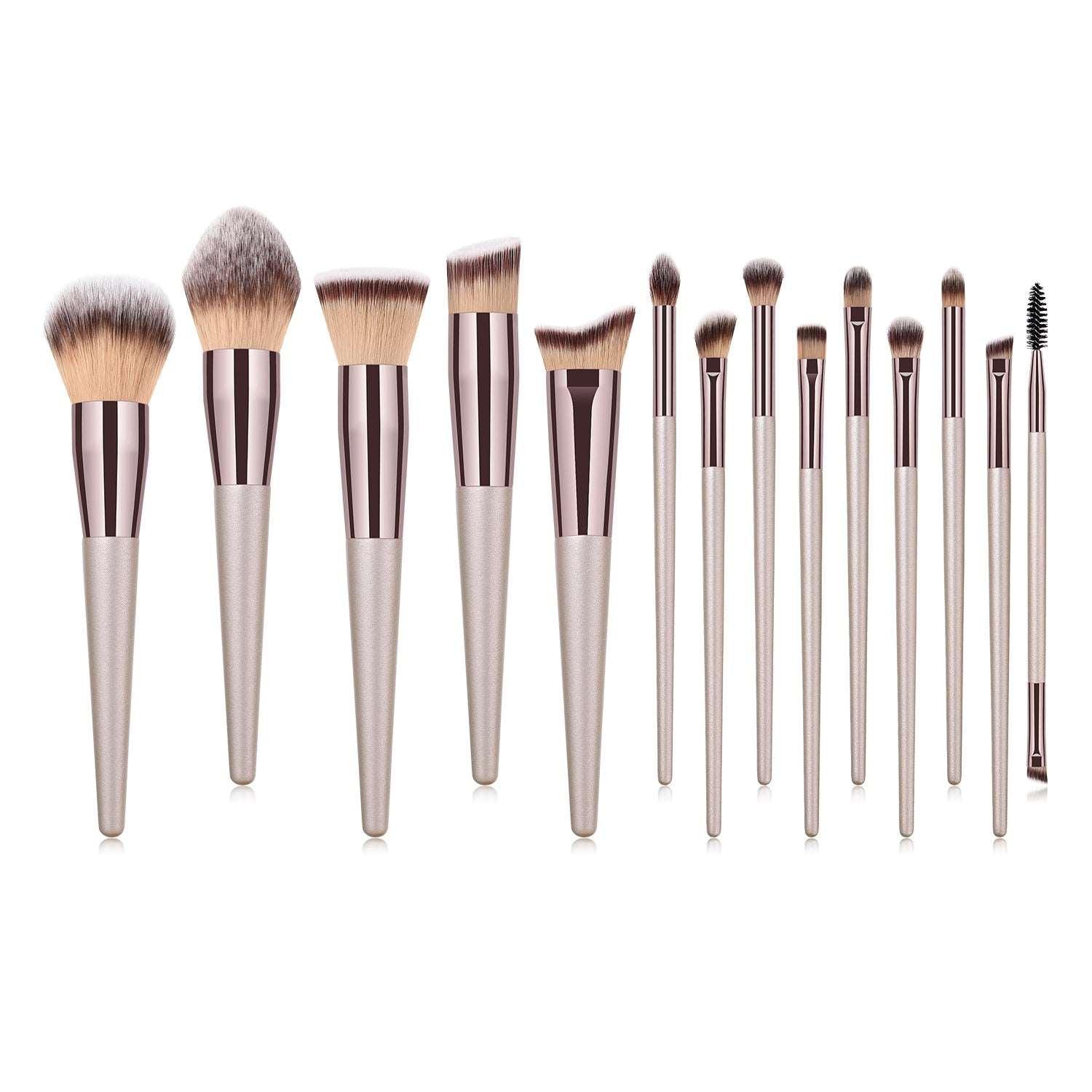 Vegan makeup brush set with sleek black handles for face and eye shadow cosmetic application — view 2