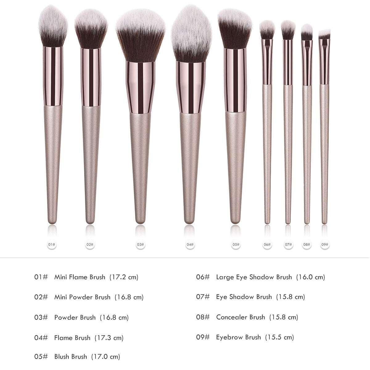 Vegan makeup brush set with sleek black handles for face and eye shadow cosmetic application — view 5