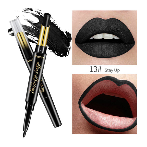 Velvet matte dual ended lipstick pen and lip liner combo showing smooth pigment texture — view 2