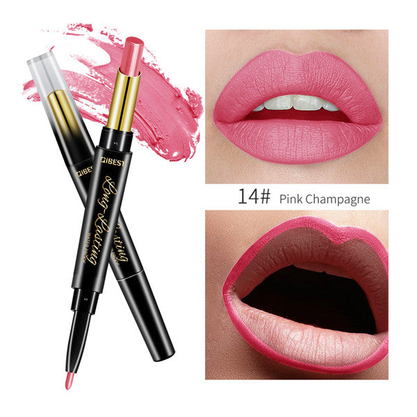 Velvet matte dual ended lipstick pen and lip liner combo showing smooth pigment texture — view 3