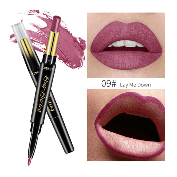 Velvet matte dual ended lipstick pen and lip liner combo showing smooth pigment texture — view 4