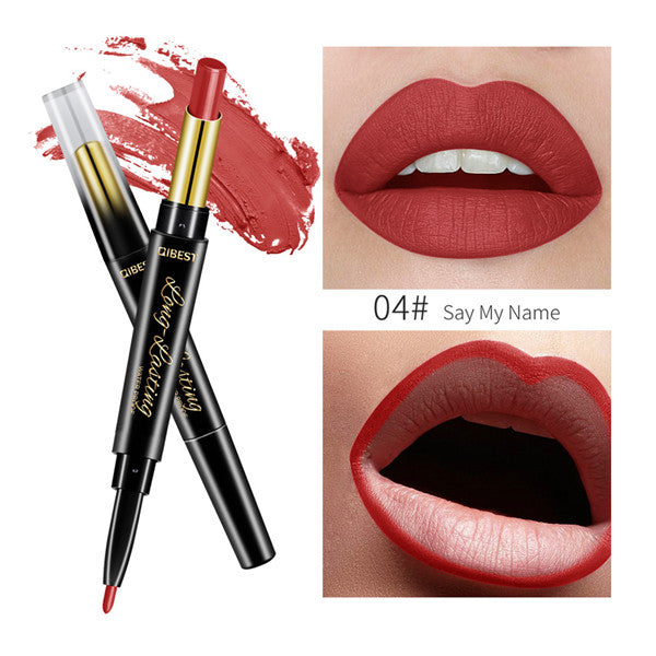 Velvet matte dual ended lipstick pen and lip liner combo showing smooth pigment texture — view 5