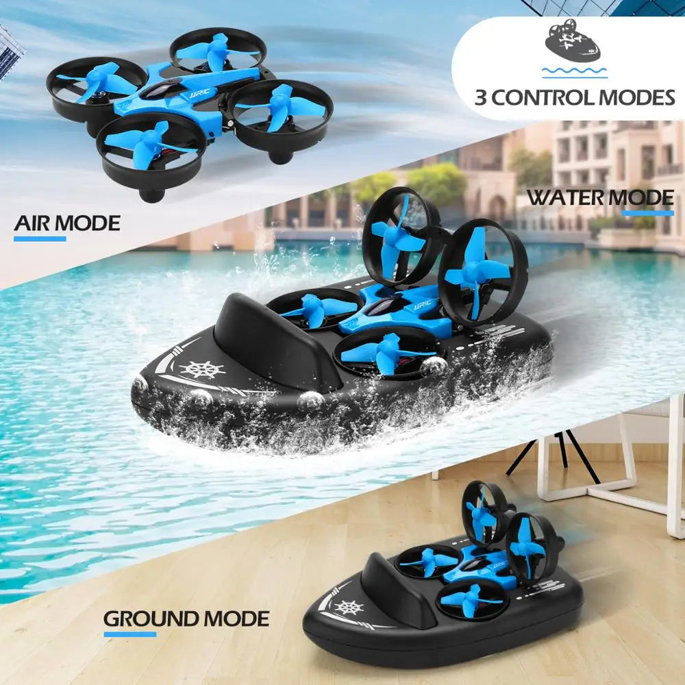 Versatile 3-in-1 mini drone quadcopter with remote controller for air, land, and water adventures — view 2