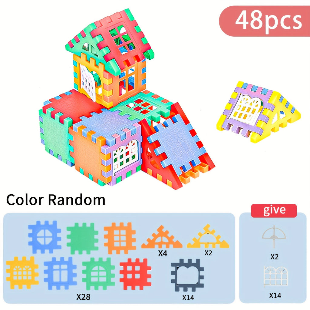 Vibrant interlocking STEM building blocks puzzle toy set, colorful plastic pieces for early childhood development — view 2