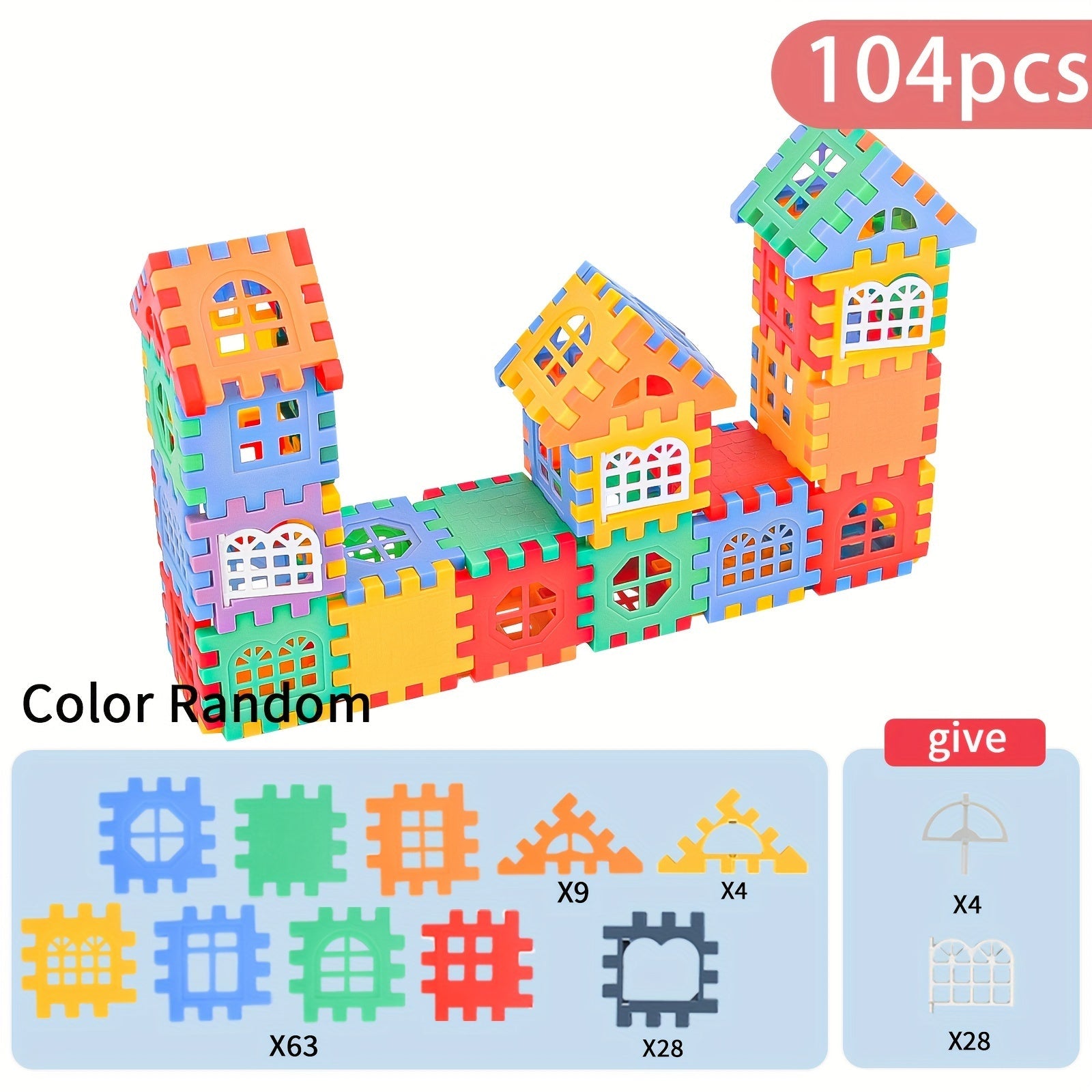 Vibrant interlocking STEM building blocks puzzle toy set, colorful plastic pieces for early childhood development — view 4