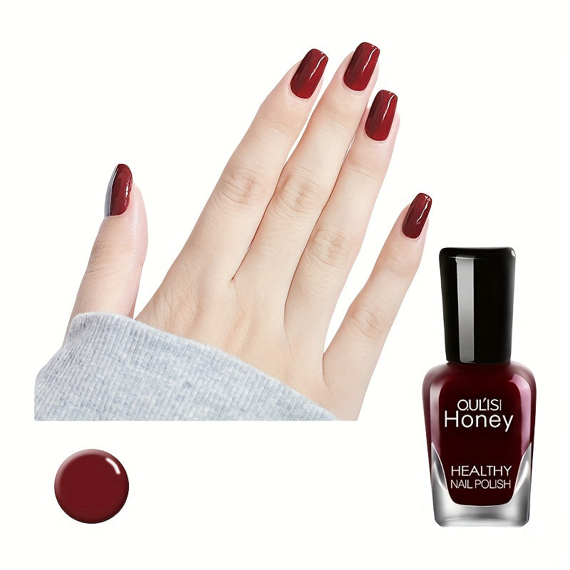 Vibrant quick dry nail polish bottle in a bright shade with a glossy smooth finish