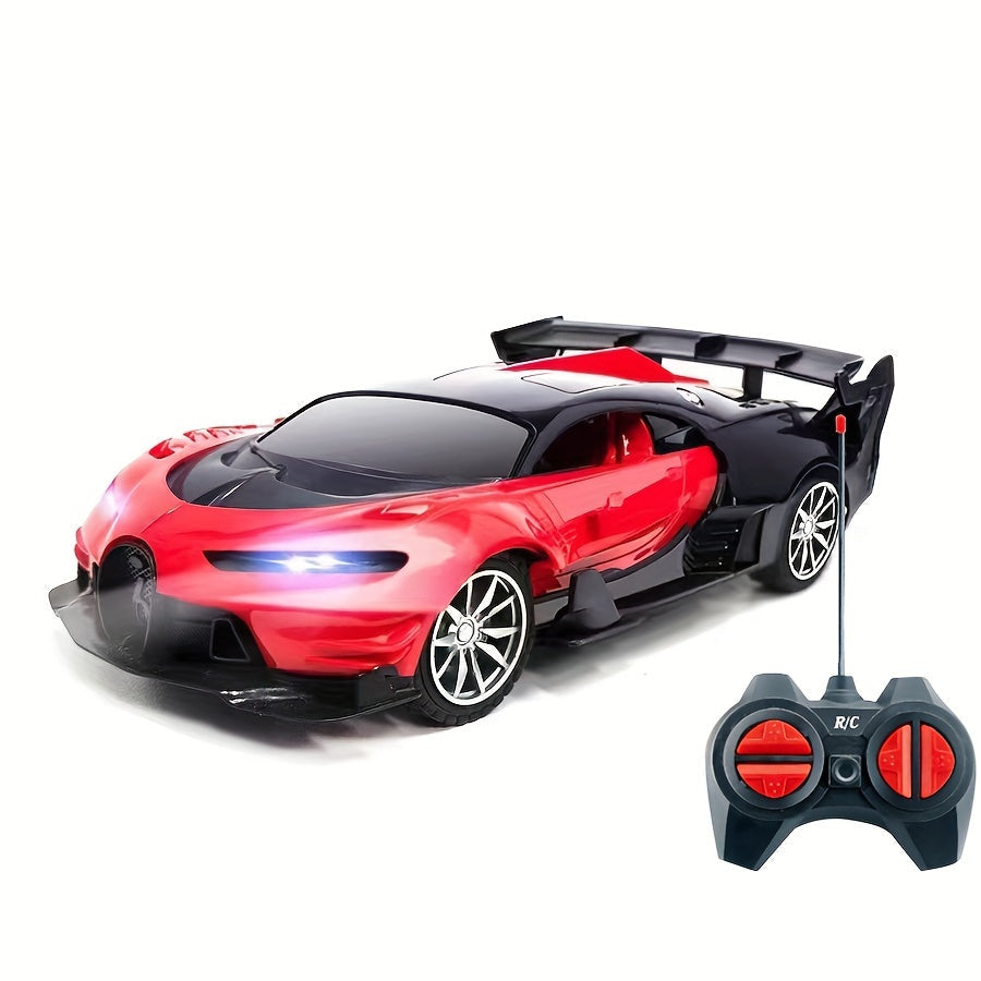 Remote control racing car toy in vibrant plastic with wireless controller and bright LED front headlights — view 4