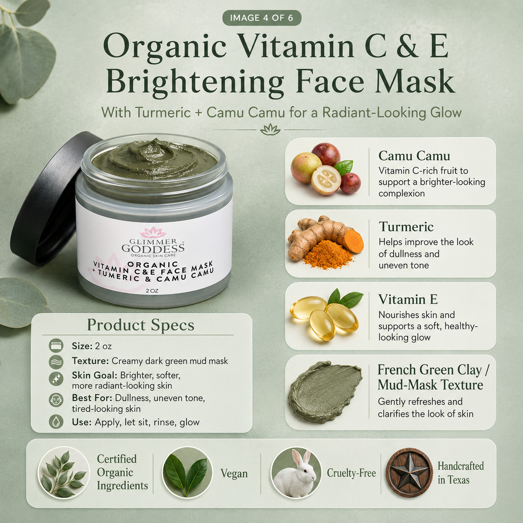 Organic vitamin C and turmeric brightening face mask in a premium glass skincare jar. — view 4