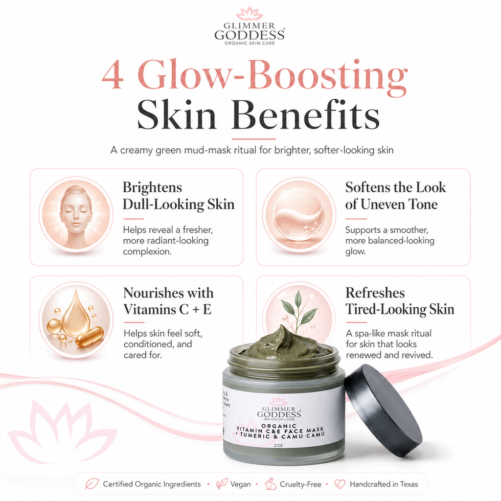 Organic vitamin C and turmeric brightening face mask in a premium glass skincare jar. — view 5