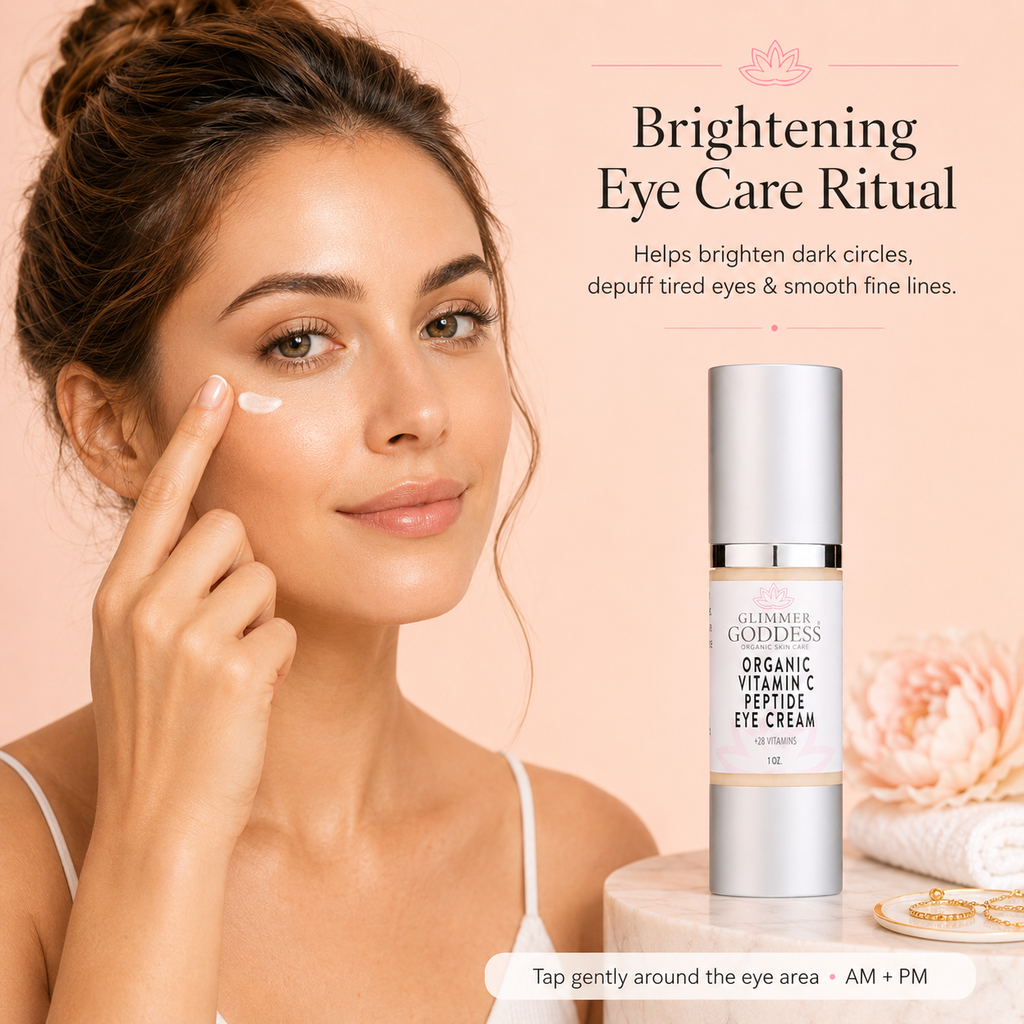 Organic vitamin C eye serum bottle, anti-aging peptide treatment for dark circles and puffiness — view 2