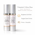 Organic Vitamin C Glow Duo face and eye serum set in amber glass dropper bottles