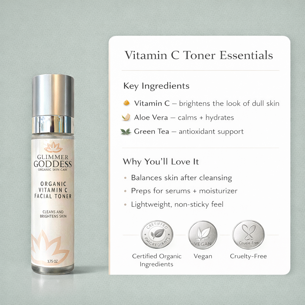 Organic Vitamin C facial toner bottle, an alcohol-free brightening astringent for daily pore-refining skincare. — view 5