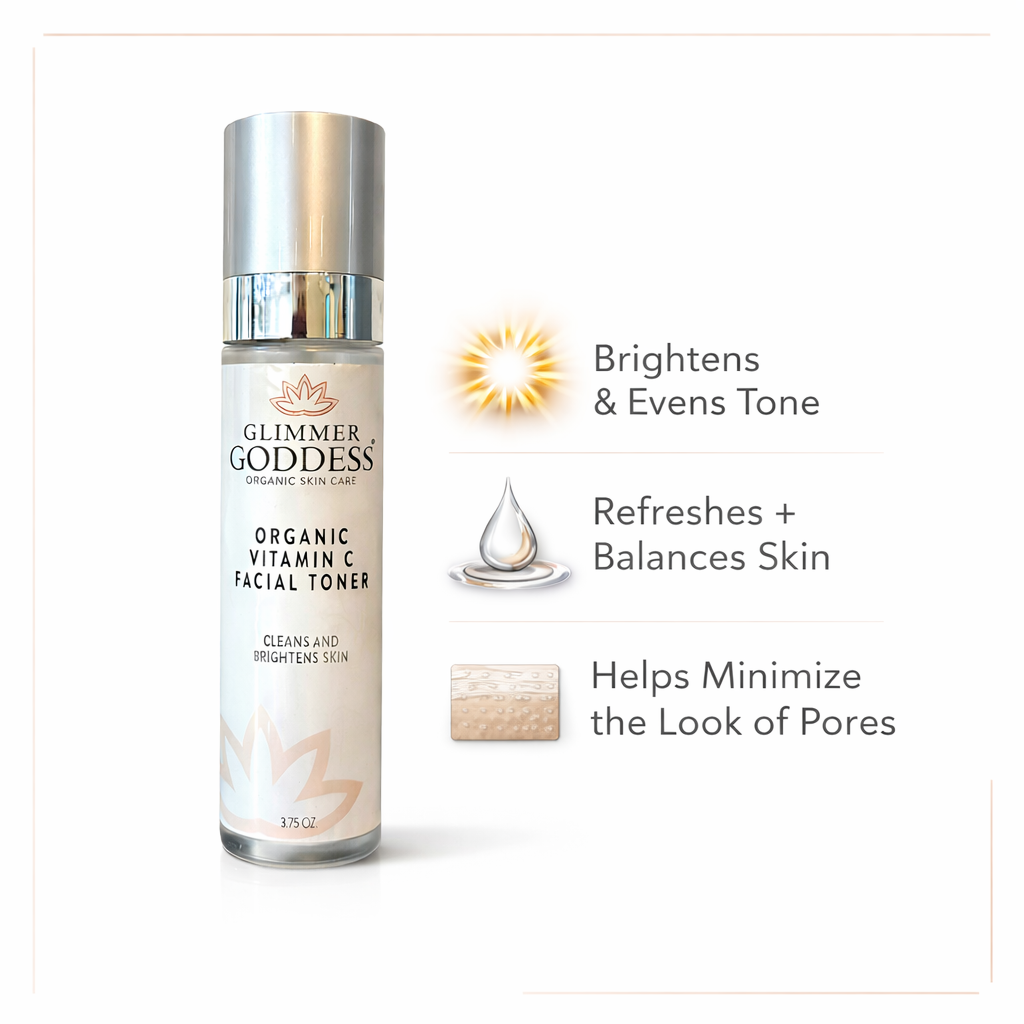 Organic Vitamin C facial toner bottle, an alcohol-free brightening astringent for daily pore-refining skincare. — view 2